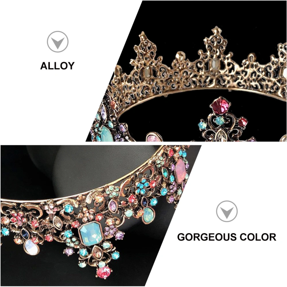 1pc Alloy Crown Headdress Colored Diamond Tiara Princesses Tiara Bridal Tiara