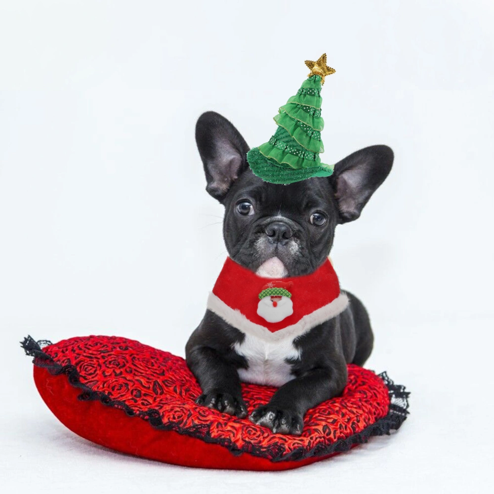 1 Set of Christmas Pet Neckerchief Pet Decorative Hat Dog Cat Dressing Supplies