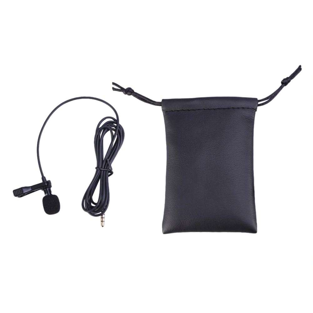 Mini Lavalier Microphone Small Wired Condenser Microphone Convenient Recording Mic for Smartphone with PU Bag (Black, without Headphone Jack)