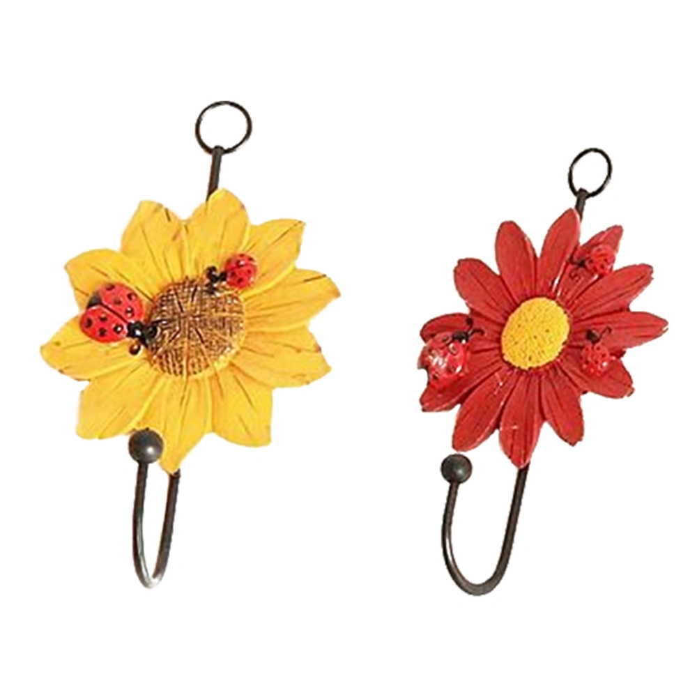 2pcs Resin Flower Shape Hook Refrigerator Hook Wall Door Accessories Kitchen Bathroom Hanger