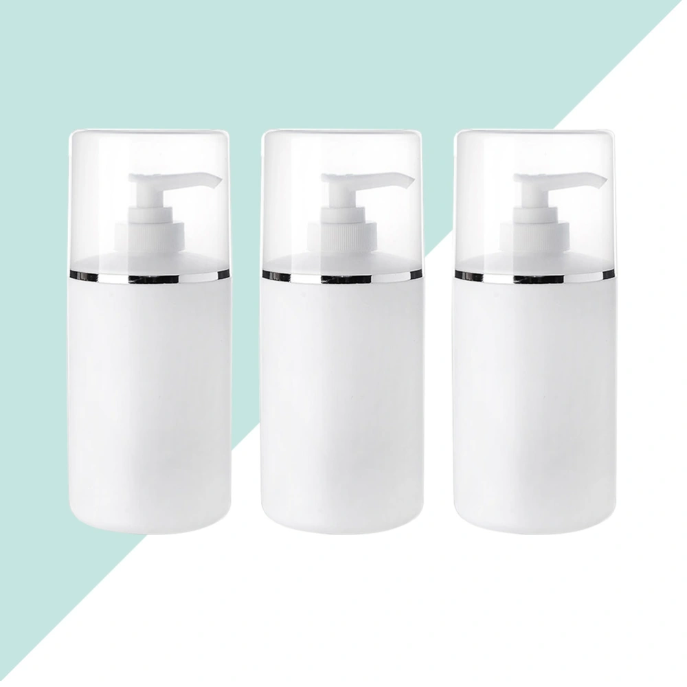 3pcs Empty Pump Bottles Comestics Dispenser Bottles Pressing Emulsion Bottles Pastic Shampoo Bottle Lotion Bottle (White 400ML)