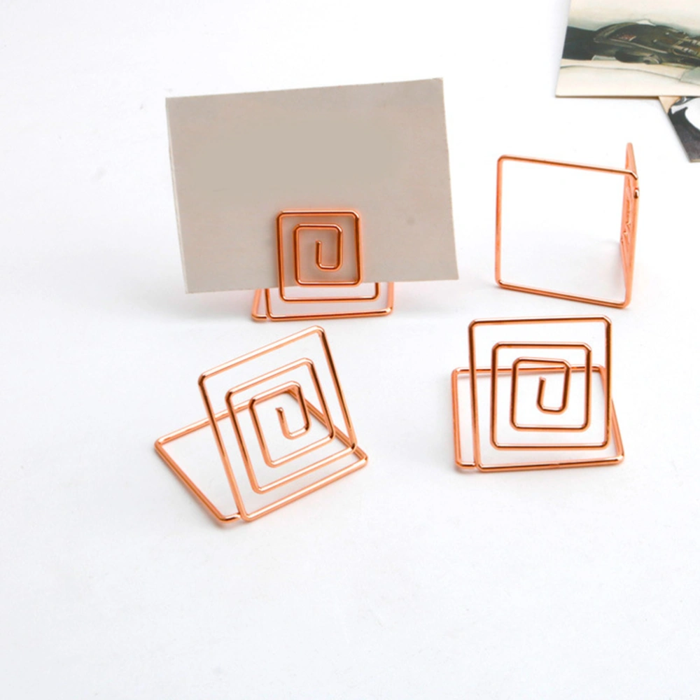 15pcs Metal Place Memo Holder Square Wire Table Number Holders for Restaurant Wedding Banquet (Rose Gold)