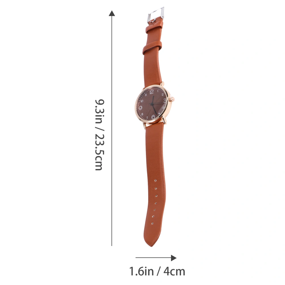 Casual Women Watch Fashion PU Leather Strap Wrist Watch Quartz Watch for Ladies Girls (Brown)