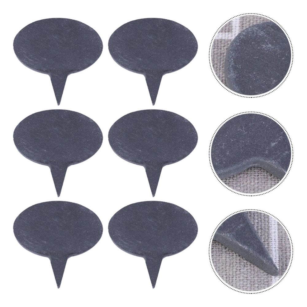 1 Bag 6pcs Slate Plant Fruit Tree Labels Cheese Cake Dessert Toppers (Black)