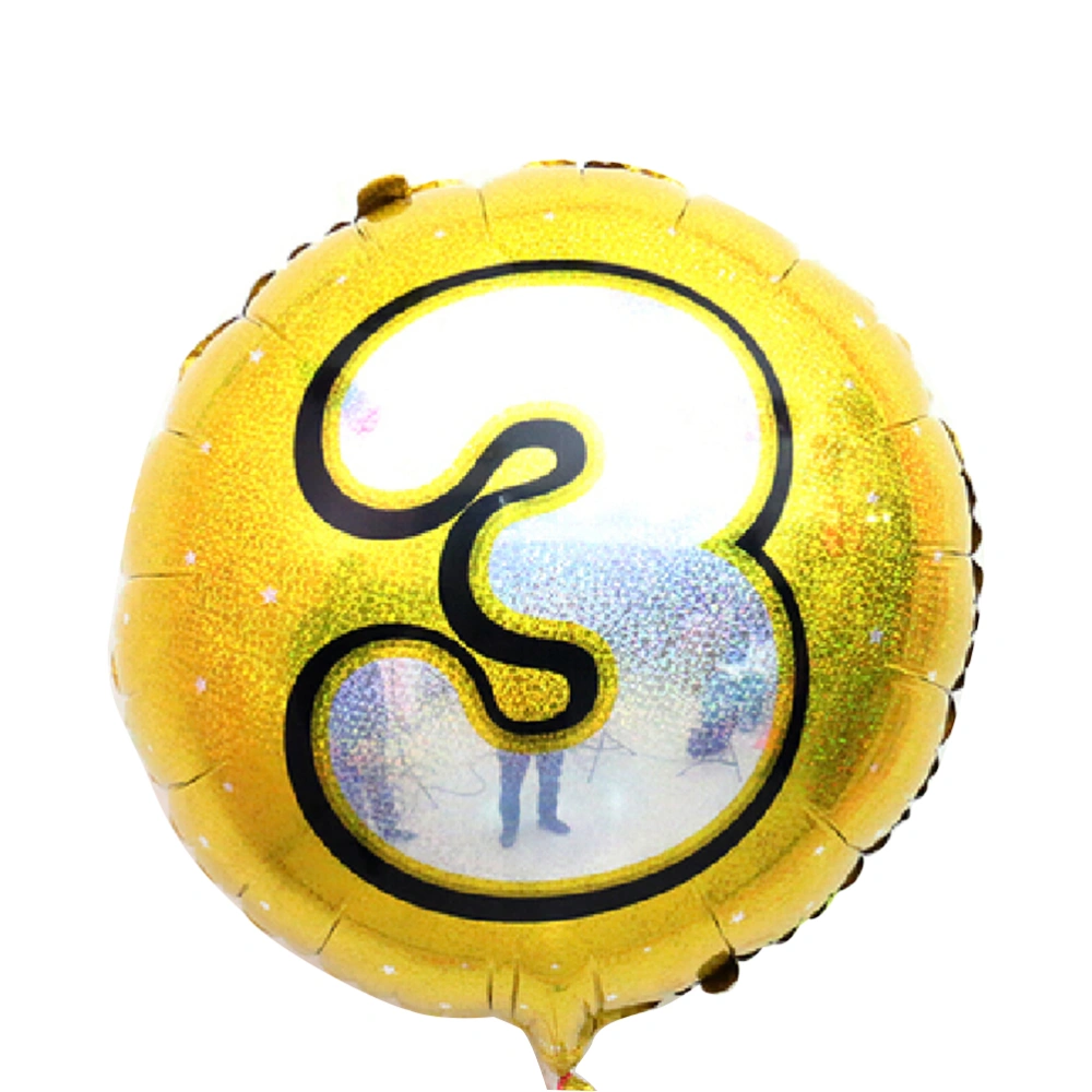 Number 3 Helium Foil Balloons Birthday Number Balloons 3 for Wedding Anniversary Decoration (Gold)