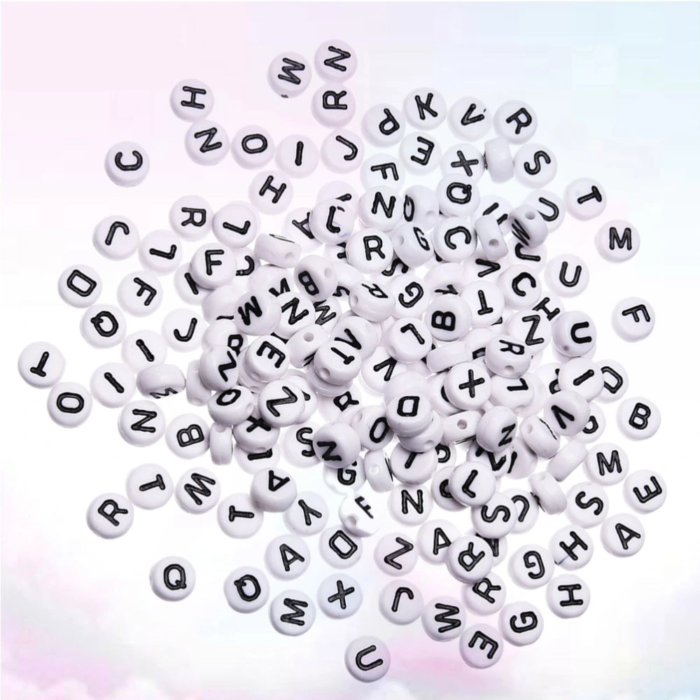 600pcs 4x7mm Round Acrylic Letter Beads Black White Alphabet Beads  for DIY Bracelets Handmade Gift