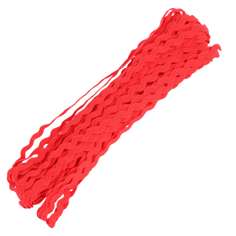 2 Roll 8mm Width DIY Clothing Accessories Wavy Ribbon S Shape Fabric Lace for Dress Sarees Blouses Caps Bags Sewing Supplies (Red, 15 Yards)