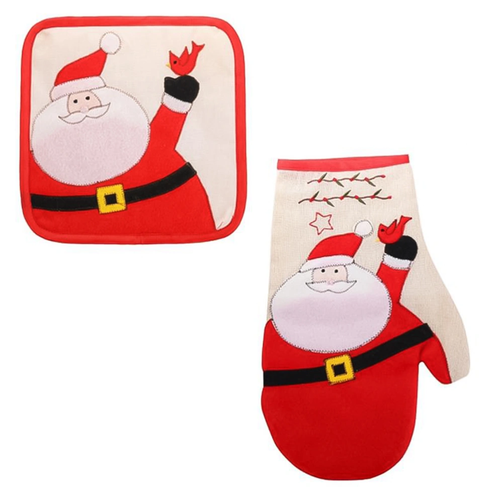 2pcs Christmas Decorations Heat Insulation Gloves  Heat Insulation Placemat