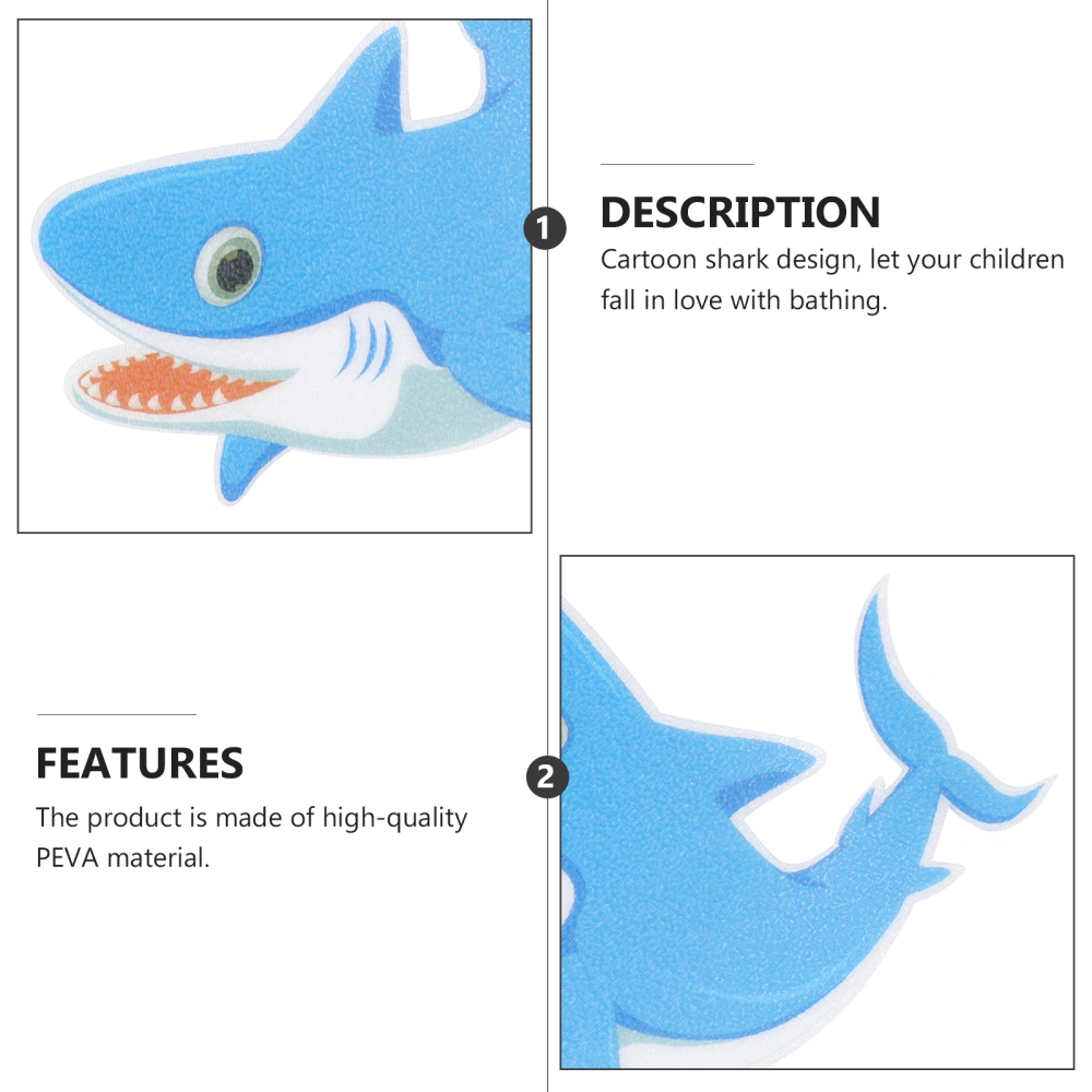 5Pcs Non-slip Bathroom Stickers Adhesive Bathtub Decals Cartoon Marine Organism Frosted Pasters (Blue Shark)