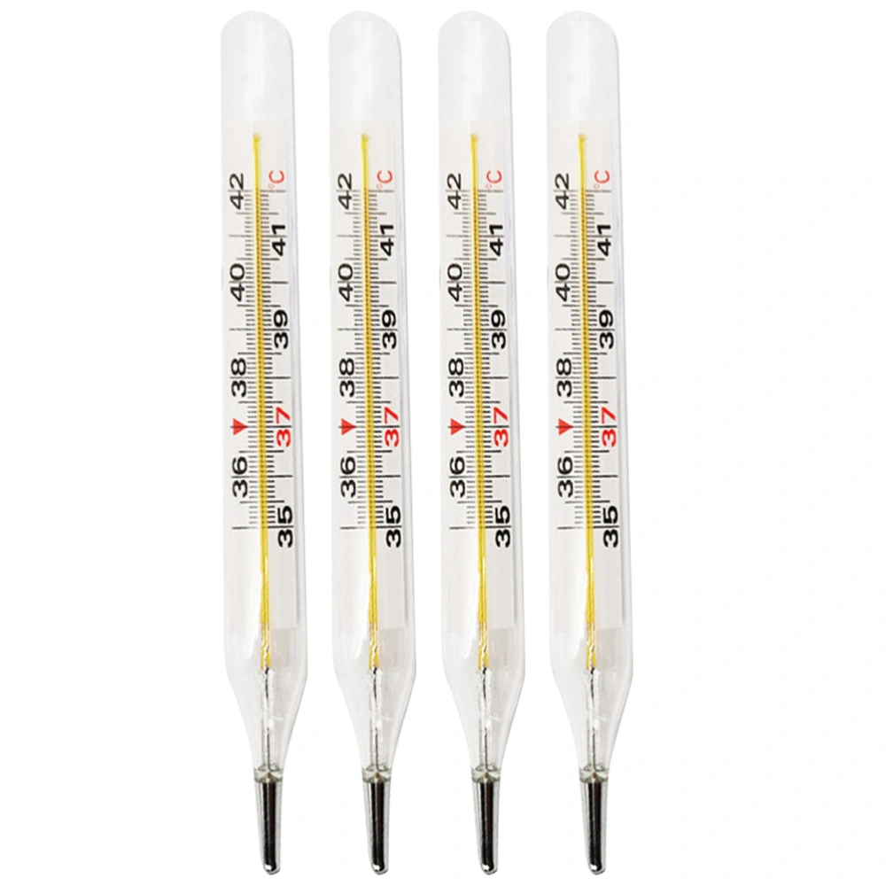 4pcs Mercury Thermometers General Use Thermometers Temperature Testing Tools