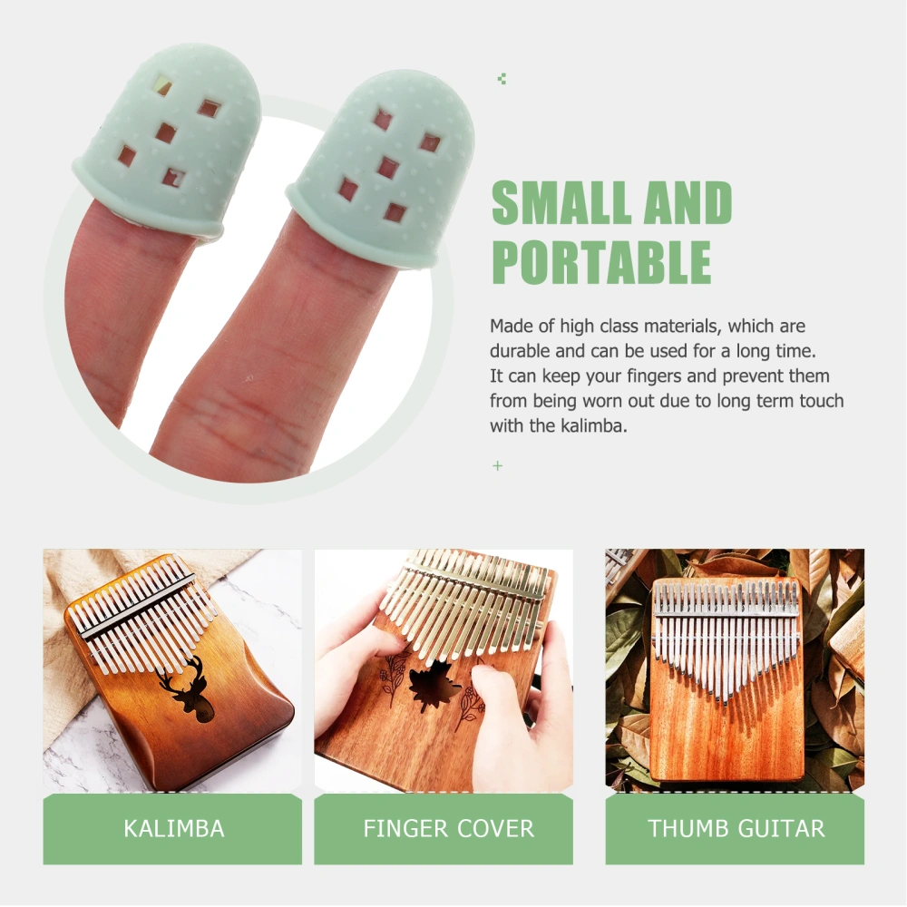 2 Pairs of Kalimba Finger Protectors Anti-pain Finger Covers Silicone Thumb Sleeves