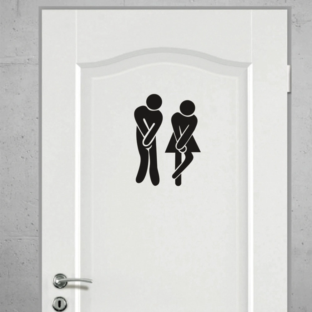 Cartoon Man Woman Design Washroom Toilet WC Sticker DIY Removable Waterproof Toilet Sign Wall Decal Mural - 13x18cm