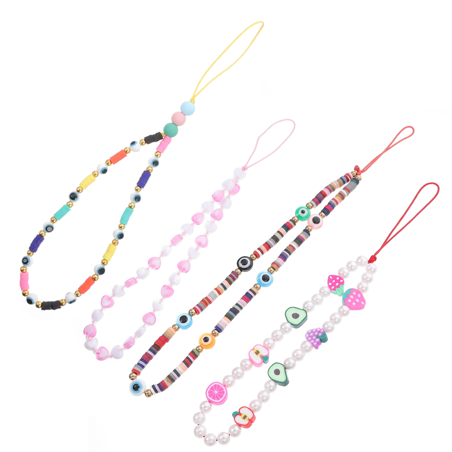 4pcs Hand-beaded Mobile Phone Anti-slip Wrist String Pearl Bracelet Lanyard