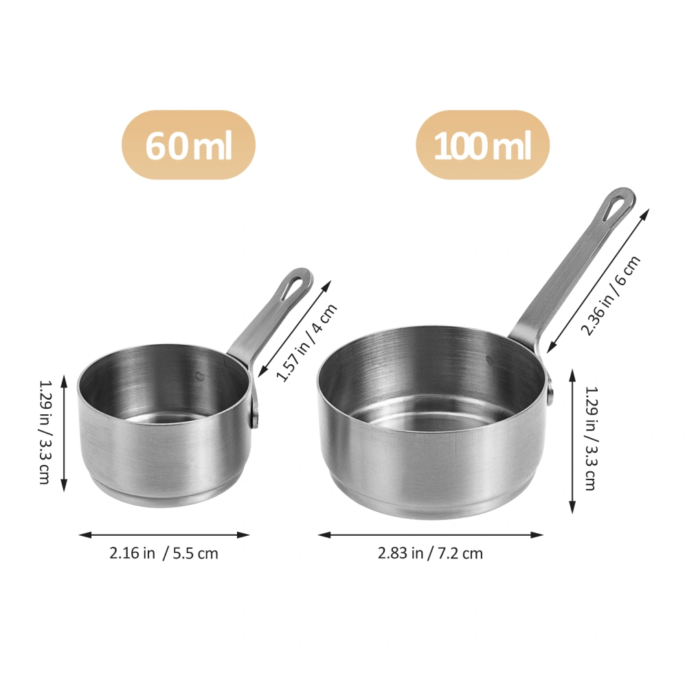 2Pcs Western Food Seasoning Plate Stainless Steel Seasoning Dishes Sauce Cup with Handle