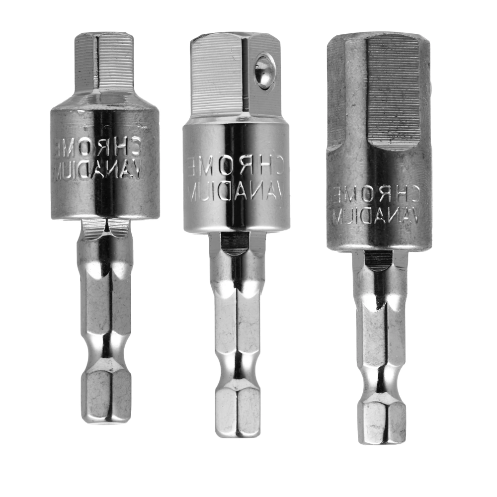 3pcs Power Drill Sockets Adapter 360°Rotatable Hex Handle Impact Driver Adapter