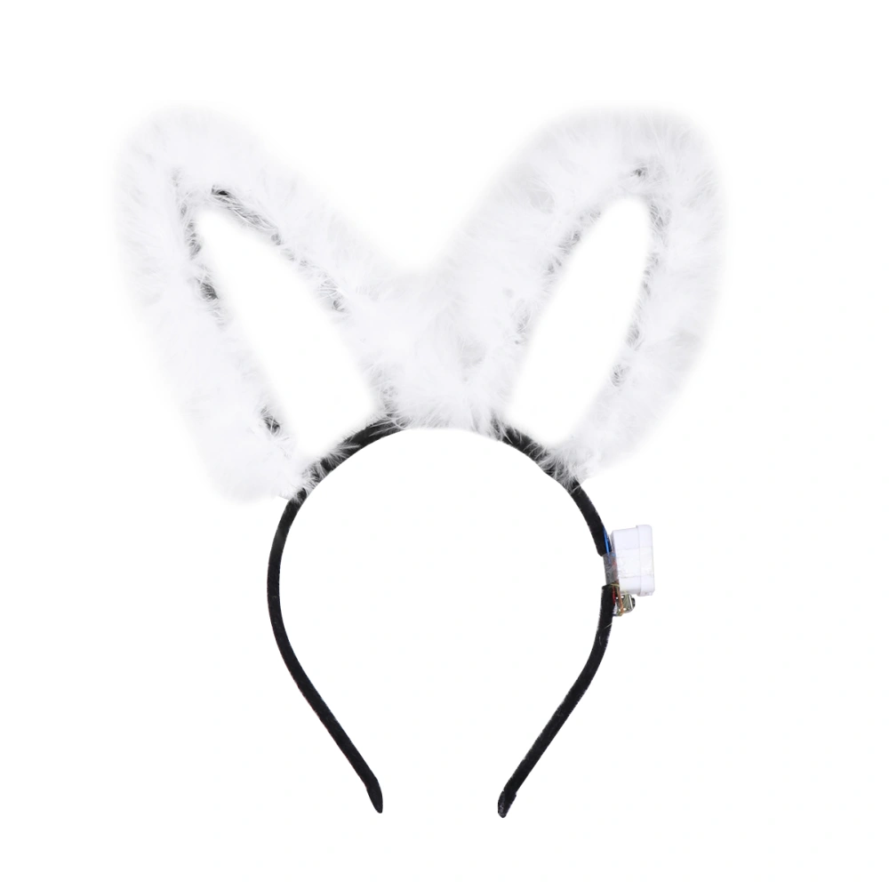 1PC Glowing Hair Band Feather Rabbit Ear LED Headband Luminous Hair for Party (Black)