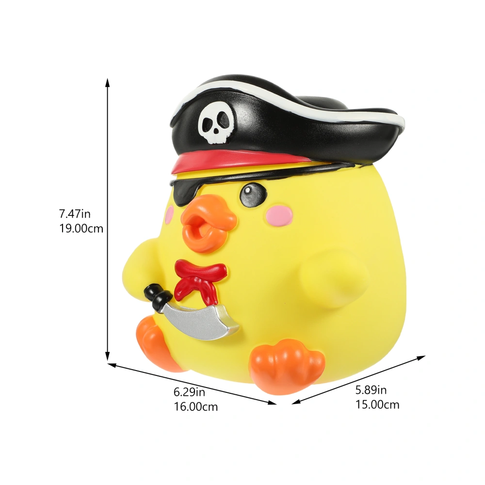 Lovely Coin Bank Unbreakable Piggy Bank Vinyl Duck Statue Pirate Duck Money Saving Pot