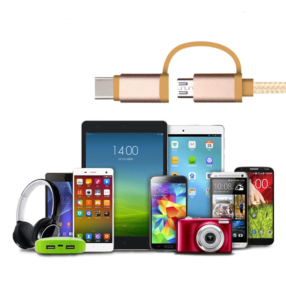 2-In-1 Multiple Use Type-C Android Multi-function Data Cable Connect Cable(Golden)