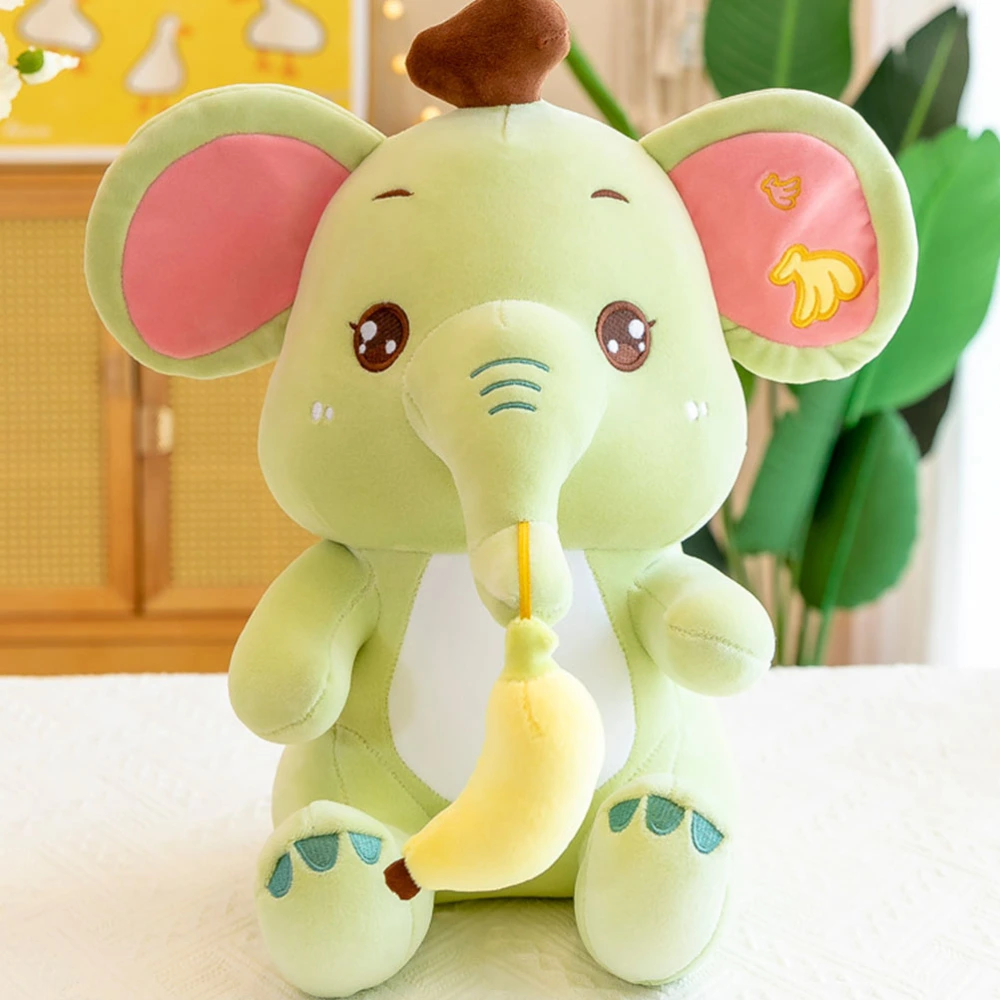 Cartoon Elephant Fluffy Doll Plush Animal Doll Adorable Stuffed Elephant Kids Accompany Doll