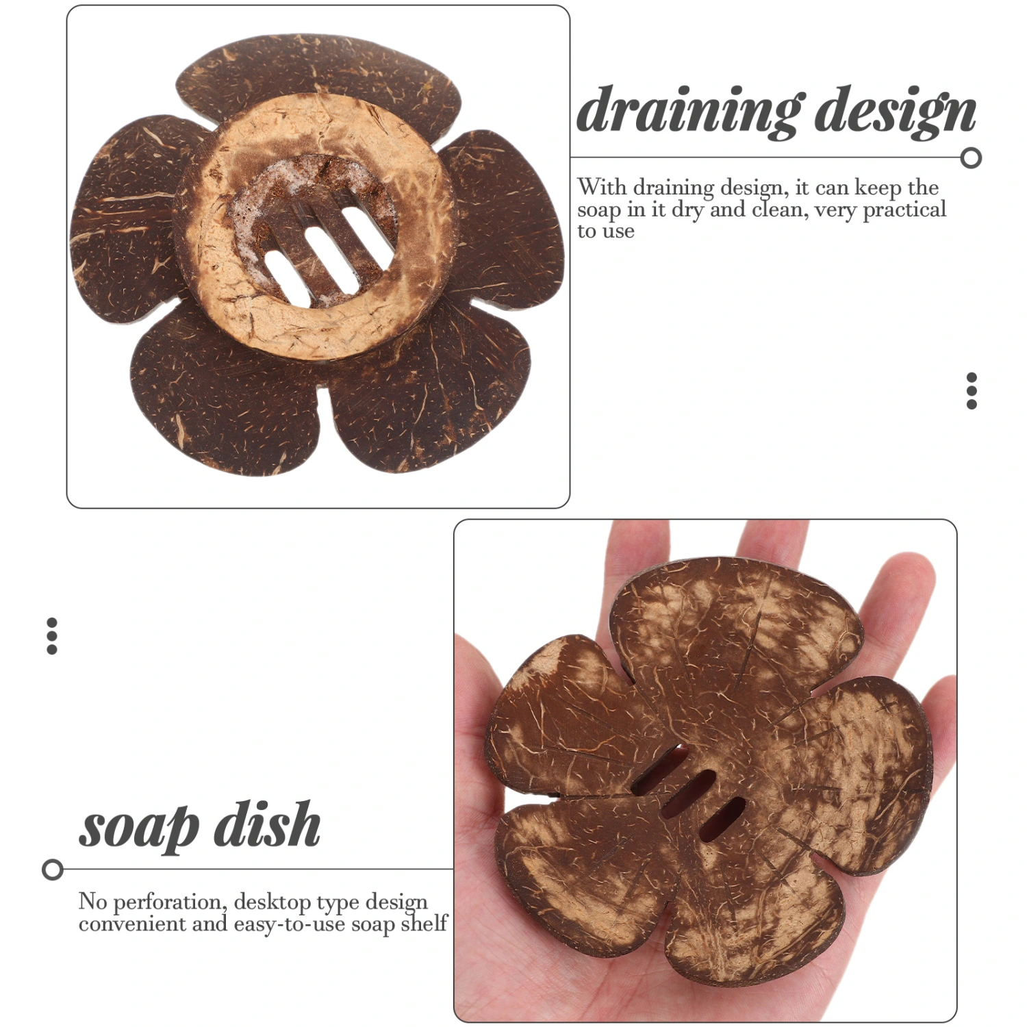 Coco Shell Soap Dish Bath Soap Box Manual Drain Soap Dish Bathroom Soap Dish