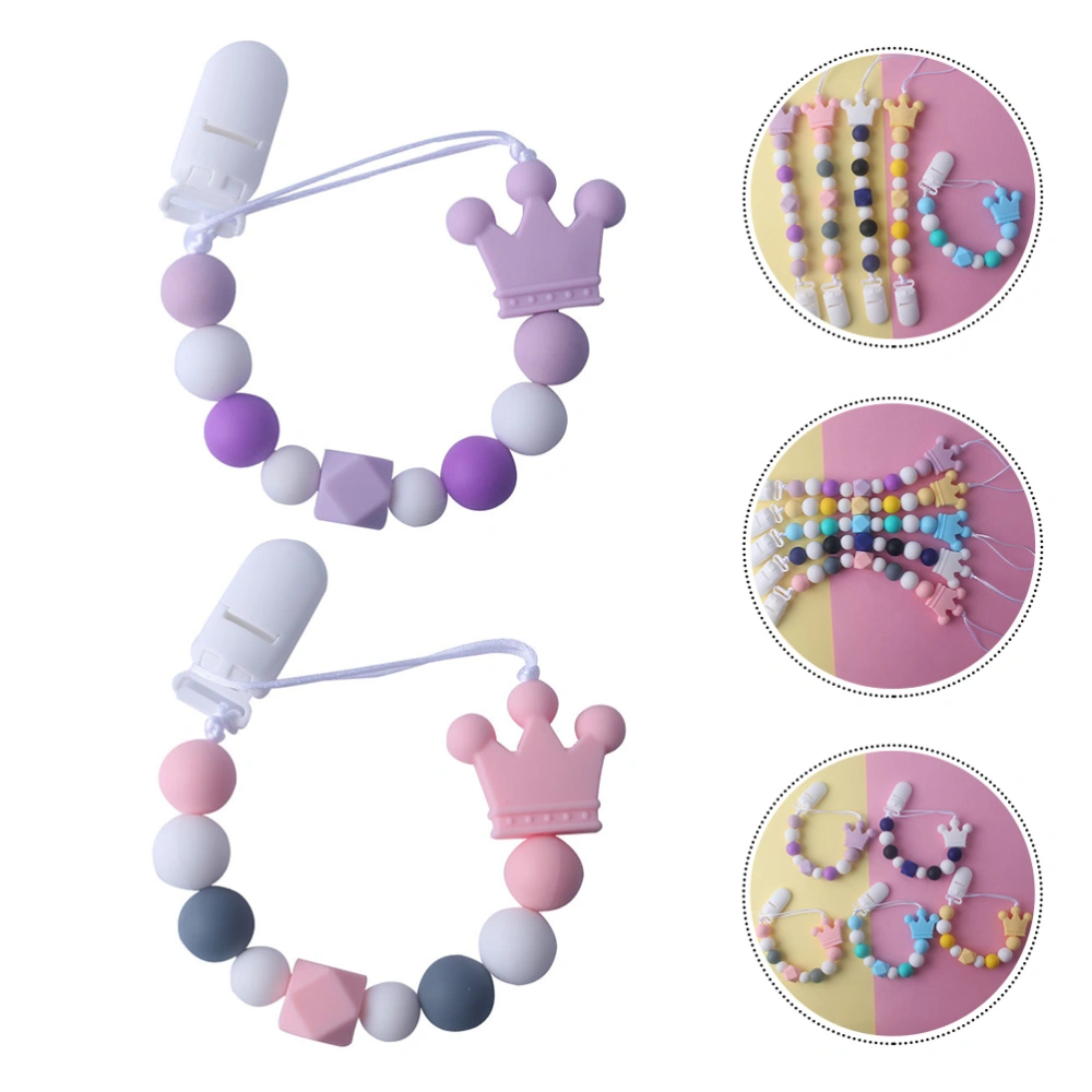 2pcs Infant Pacifier Silicone Chain Anti-lost Chain Holder Baby Teething Chain