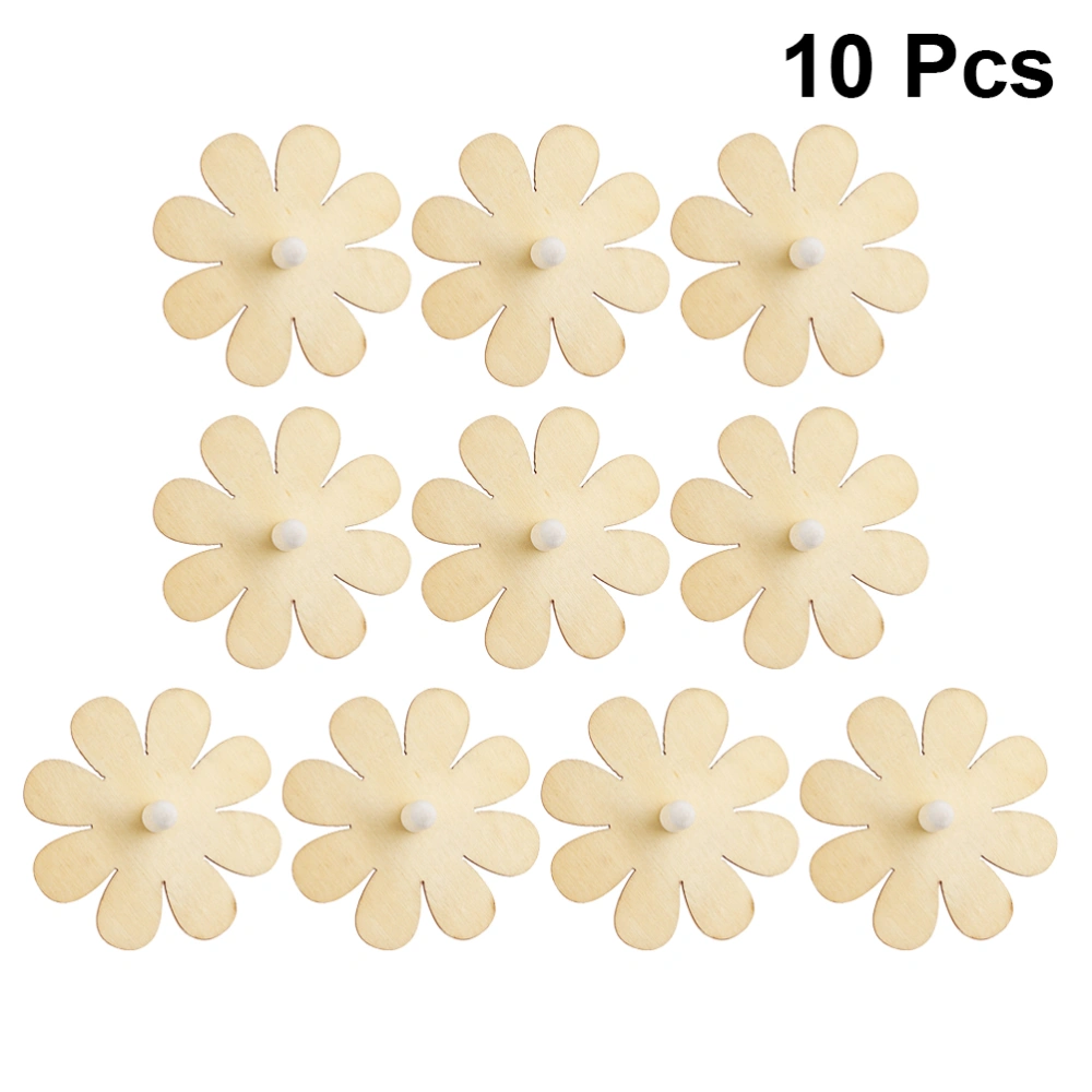 10pcs DIY Unfinished Wooden Painting Gyroscope Toy Plaything for Kids Children (8 Petaled Flowers)