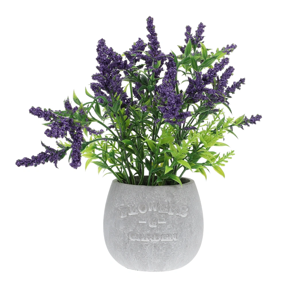 1Pc Home Decoration Simulation Lavender Potted Ornament for Desktop (Purple)