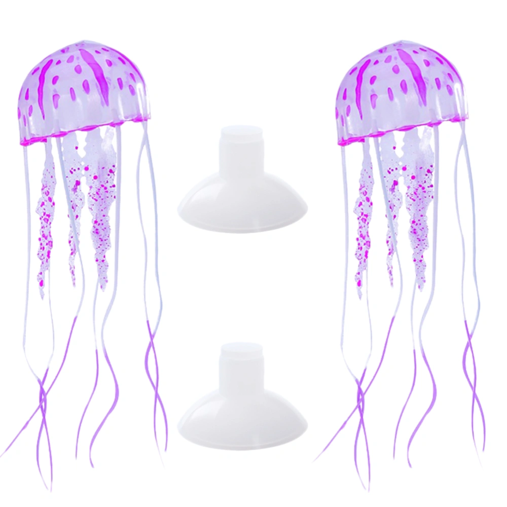 Glowing Effect Artificial Jellyfish Decor for Fish Tank Realistic Fake Jellyfish Aquarium Ornament - Small Size (Purple)