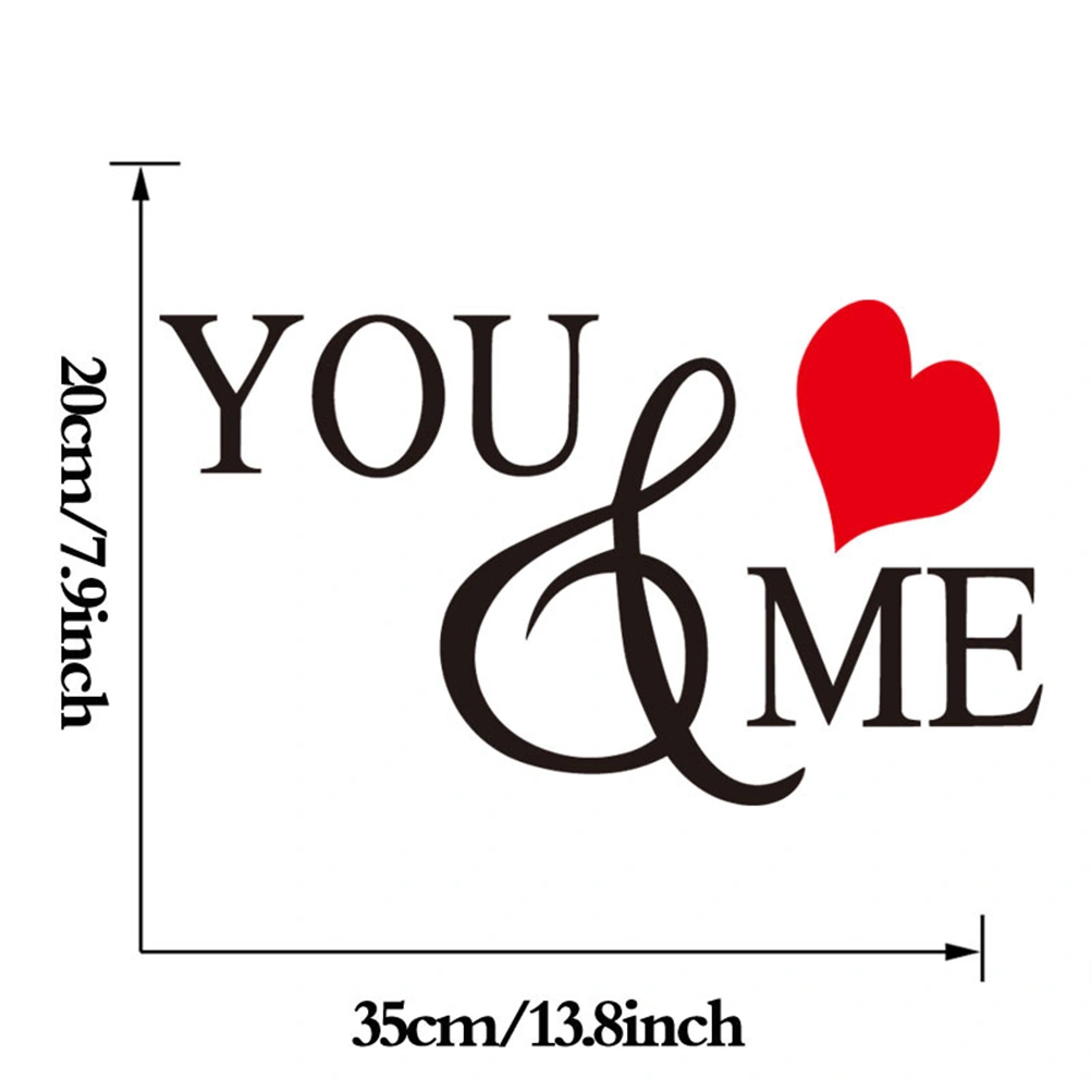 You & Me Wall Stickers 35x20cm Wall Art Decals for Valentine's Day Bedroom Living Room Decoration (Black)