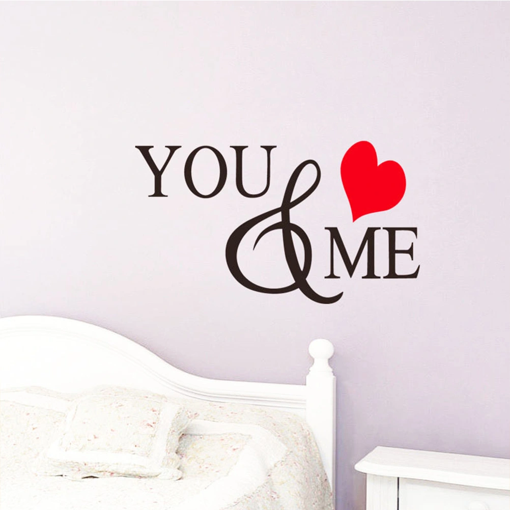 You & Me Wall Stickers 35x20cm Wall Art Decals for Valentine's Day Bedroom Living Room Decoration (Black)