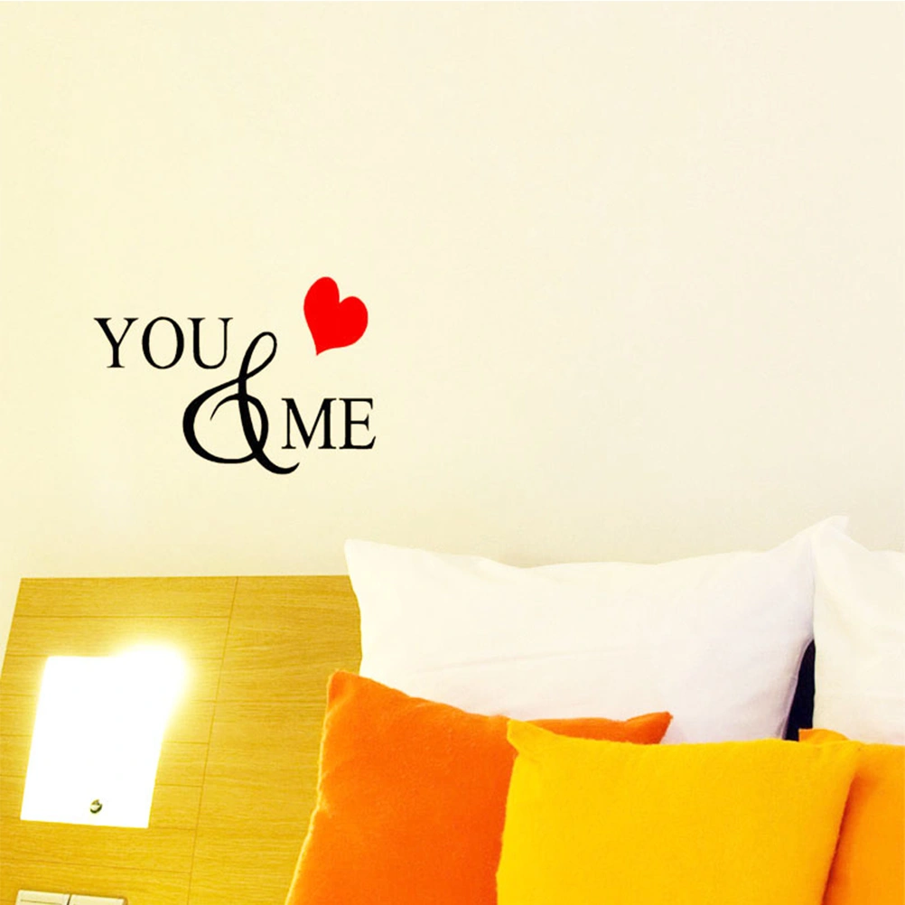 You & Me Wall Stickers 35x20cm Wall Art Decals for Valentine's Day Bedroom Living Room Decoration (Black)