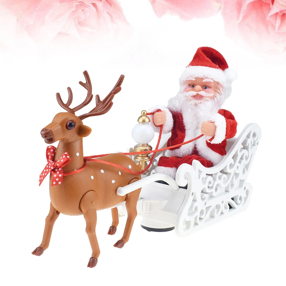 1pc Christmas Electric Toy Santa and Elk Car Toy Musical Desktop Ornament for Party Home Shop without Battery