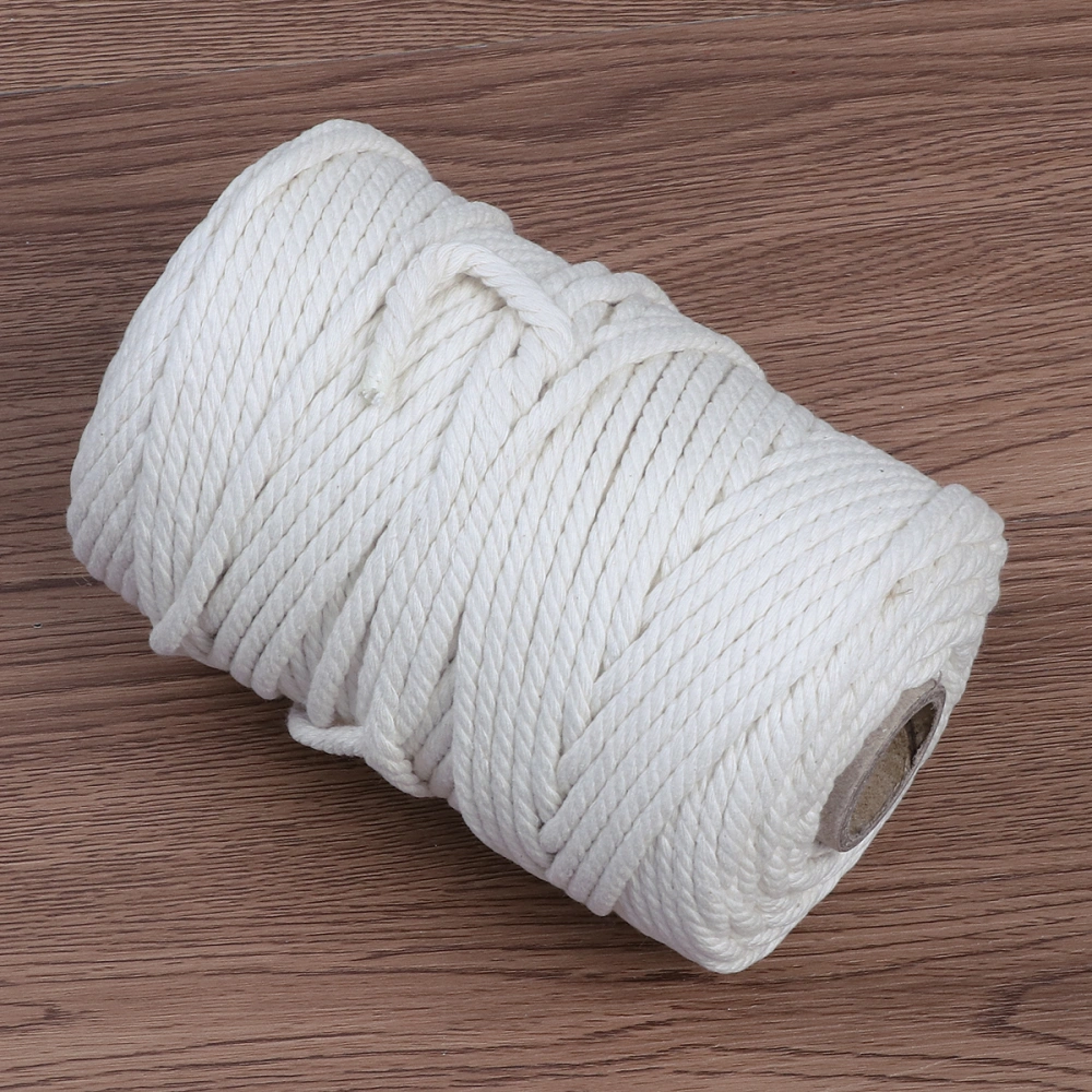 100M Natural Cotton Rope Tapestry Knitted Cord for Handmade Wall Craft DIY Making (6MM)