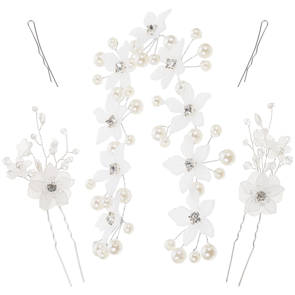 1 Set Bridal Hair Vine Hair Clips Decorative Headband U-shaped Hair Pin Headdress