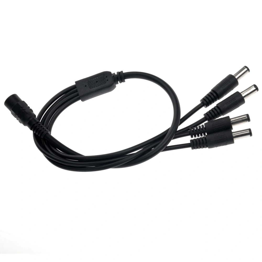 40cm One Female 2.1mm Jack to 4 Male 2.1mm Plugs DC Power Y Splitter Adapter Cable for CCTV Camera (Black)