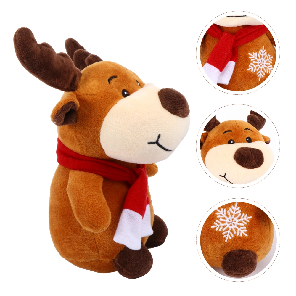 Adorable Reindeer Stuffed Doll Christmas Plush Toy Decoration (Light Brown)