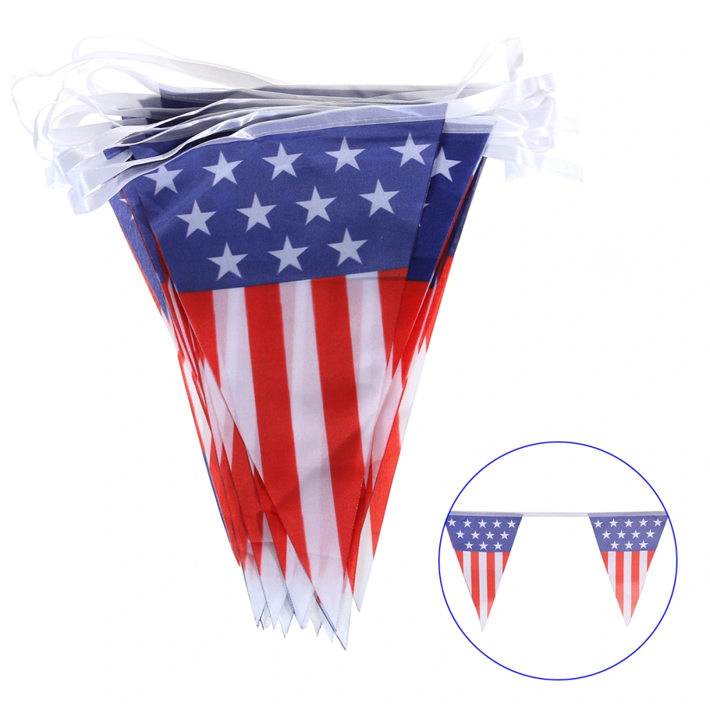 Plastic 4th of July American Flag Pennant Banner