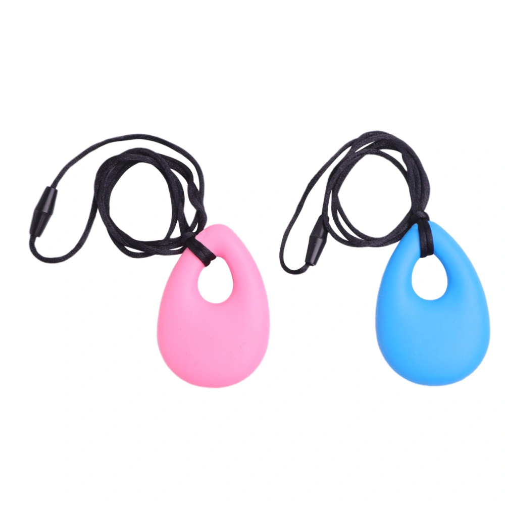 2pcs Baby Chew Silicone Teether Chewing Toy Pendants for Infants Newborn (Pink and Sky-blue)