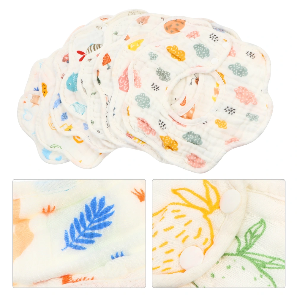 8Pcs Baby Bibs Saliva Towels Cotton Hand Towels Drool Adorable Printing Bibs