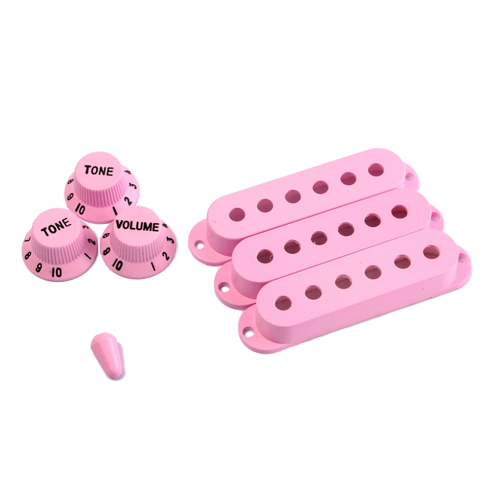 Strat Guitar Pickup Covers Knobs Switch Tip Set for Stratocaster Replacement Accessory Kit Light Pink