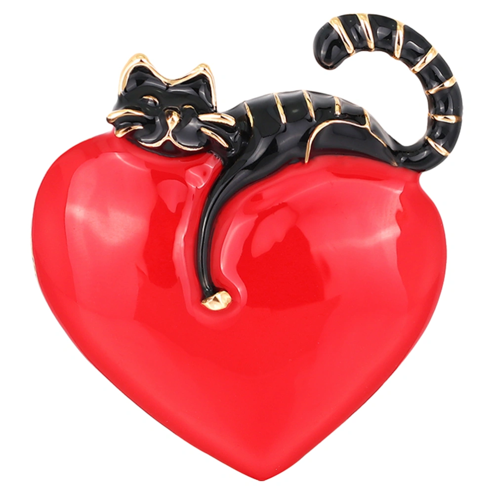 1Pc Creative Cat and Heart Shaped Brooch Animal Collar Pin Shirt Badge Brooch Accessories