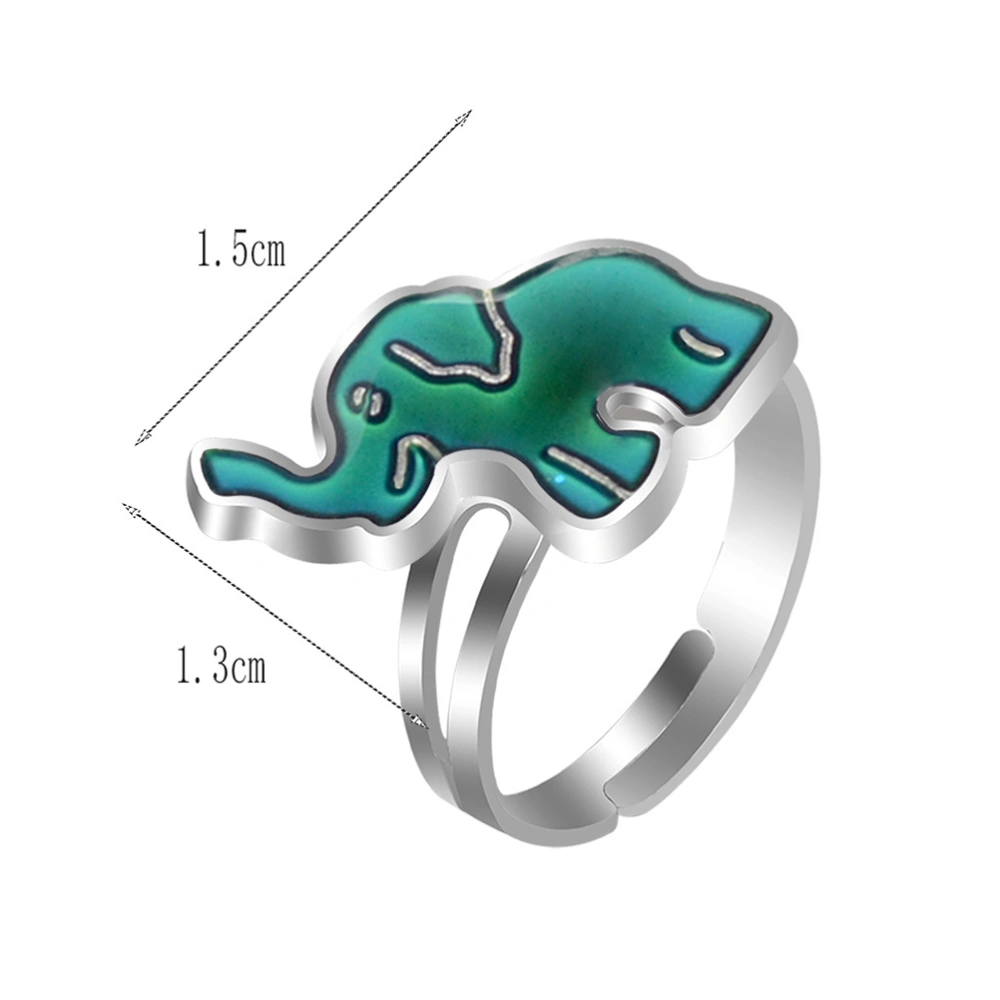 1Pc Cartoon Elephant Finger Ring Creative Thermochromic Ring Fashion Jewelry