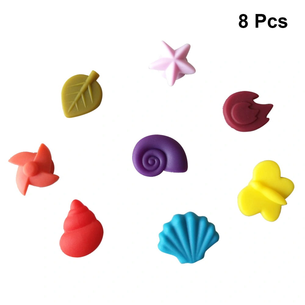 8pcs Silicone Wine Glass Marker Wine Identifier Charms Suction Cup Drinking Cup Sign (8 Colors)