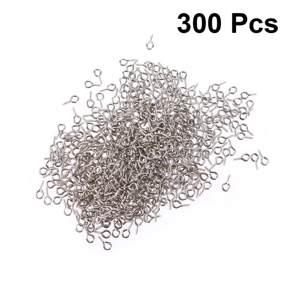 300pcs Eye Screw Eye Bolts Nails DIY Jewelry Screw DIY Jewelry Accessory DIY Screw Pendant (Silver)