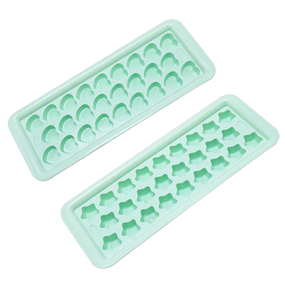 2pcs 26 Grids Ice Mold Ice Box Ice Maker Creative DIY Ice Cream Making Mold with Cover for Home Shop Kitchen Bar (Heart/Star Shape)