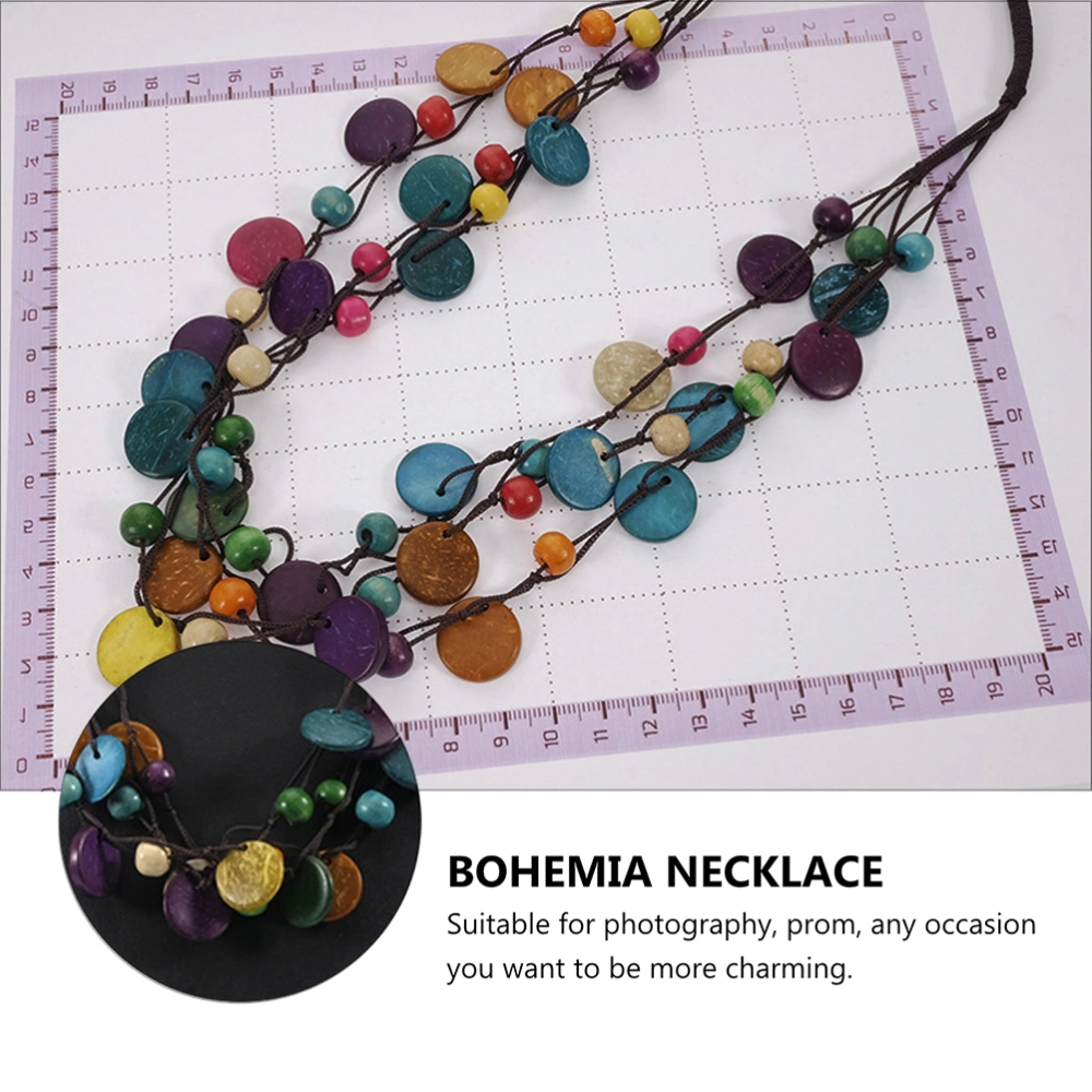 2pcs Bohemia Retro Ethnic Geometric Coconut Shell Necklaces (Assorted Color)