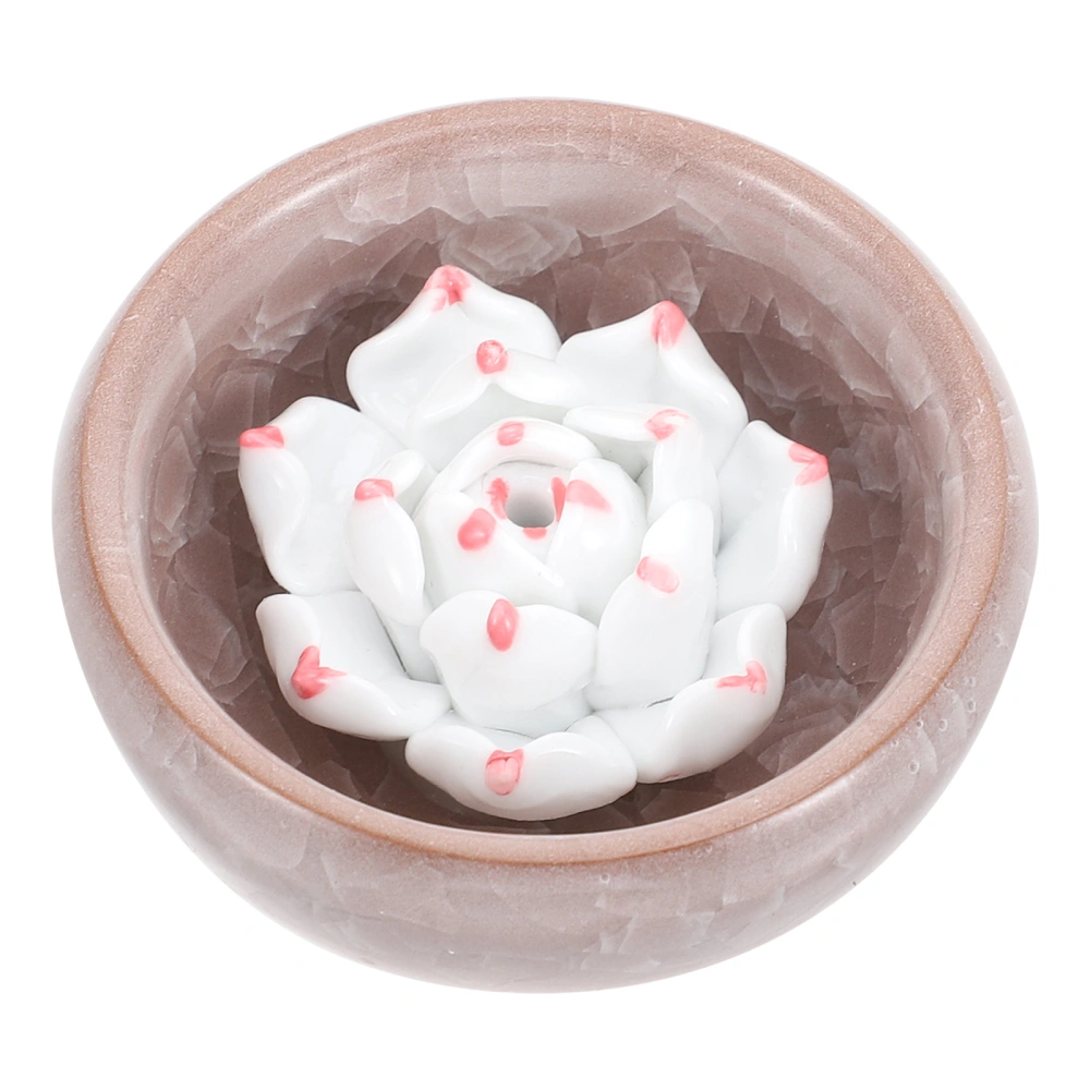 Chic Elegant Incense Burner Art Flower Incense Stick Holder Ceramic Single Hole Censer