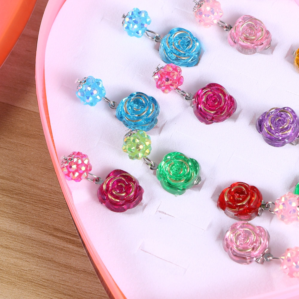 7 Pairs of Adorable Kids Earrings Toy Girls Toy Earrings Decorative Stud Earring Pretend Toy for Kids Girls Rose Style