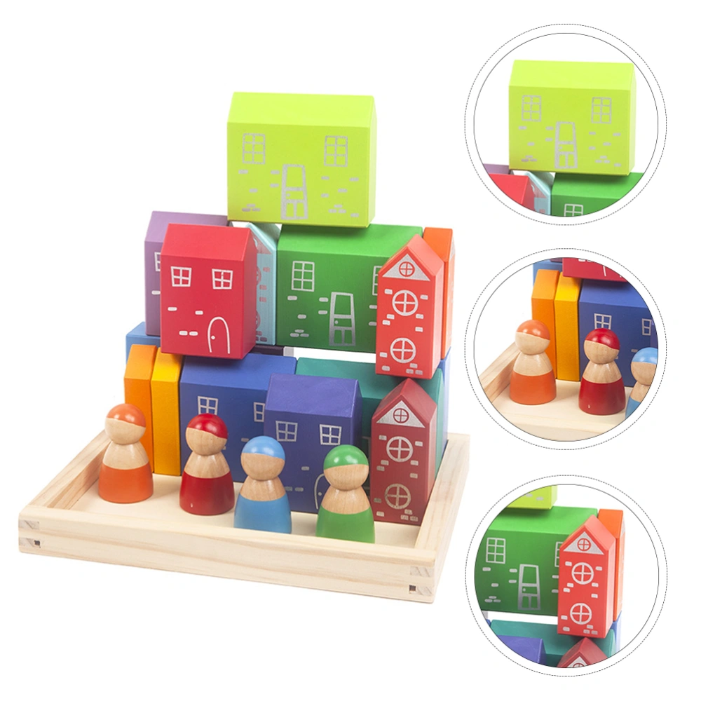 1 Set of Children Building Blocks Toy Cartoon City Blocks Toy Educational Toy