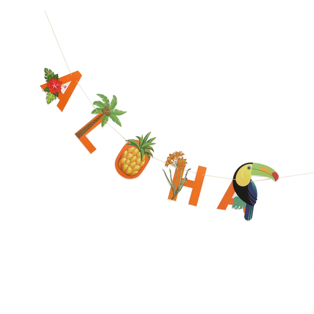 1.8m Hawaii Party Banner Beach Party Pull Flag Letter Bunting Banner Hanging Decoration Assorted Color